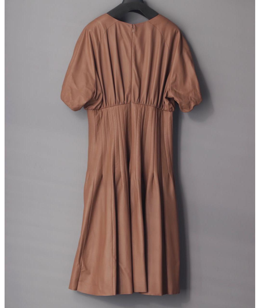 DROME Бежевое кожаное повседневное платье, фото 2