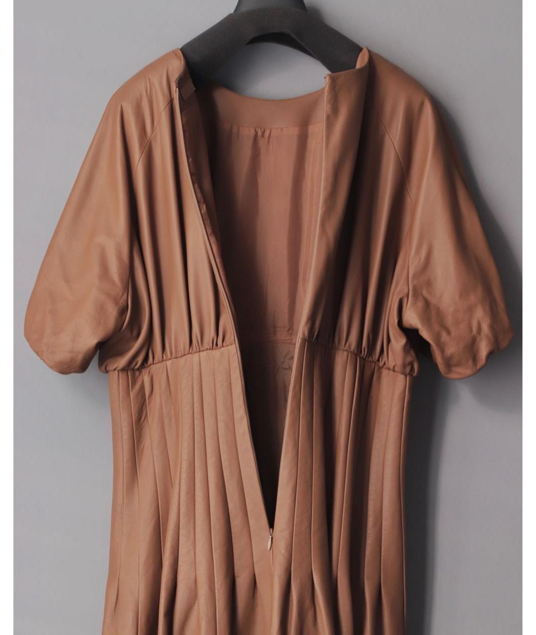DROME Бежевое кожаное повседневное платье, фото 6