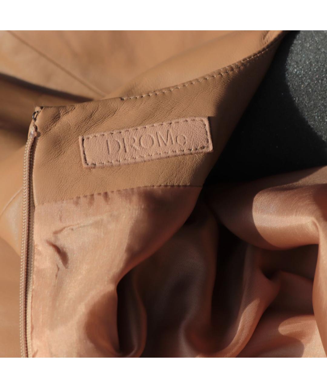 DROME Бежевое кожаное повседневное платье, фото 3