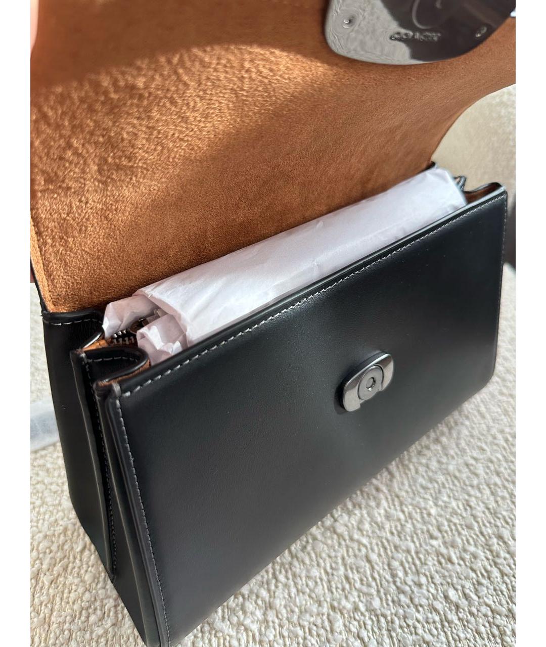 COACH Черная кожаная сумка через плечо, фото 4