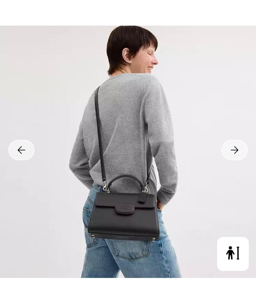 COACH Черная кожаная сумка через плечо, фото 8