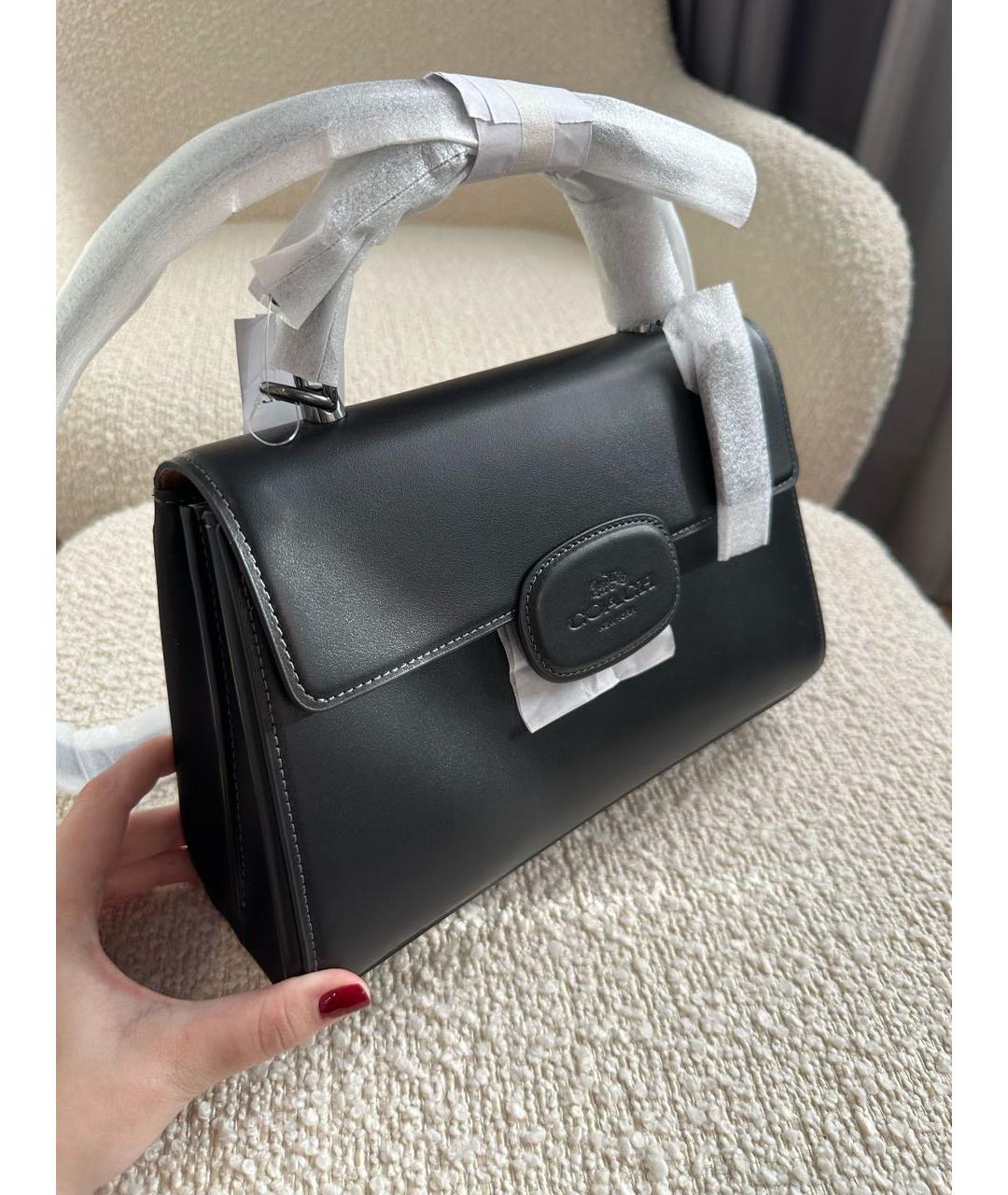 COACH Черная кожаная сумка через плечо, фото 2