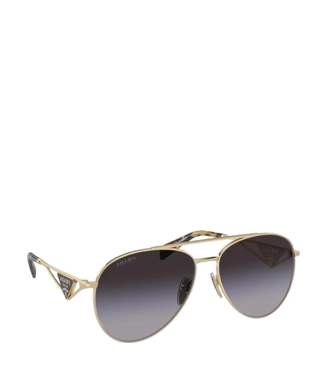 PRADA Золотые металлические солнцезащитные очки, фото 1