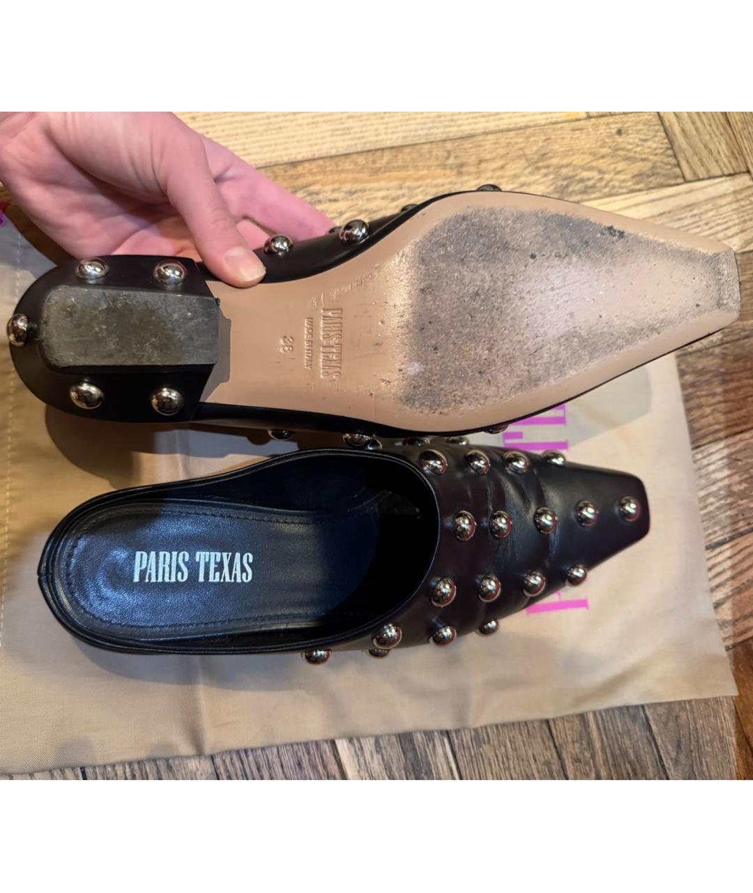 PARIS TEXAS Черные кожаные мюли, фото 4