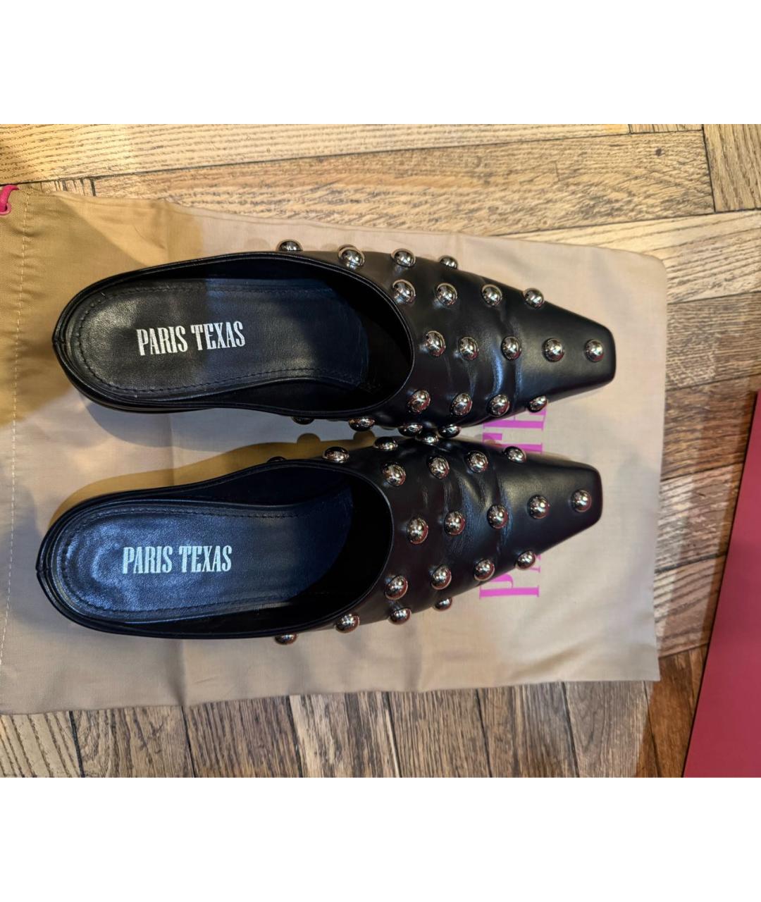 PARIS TEXAS Черные кожаные мюли, фото 3