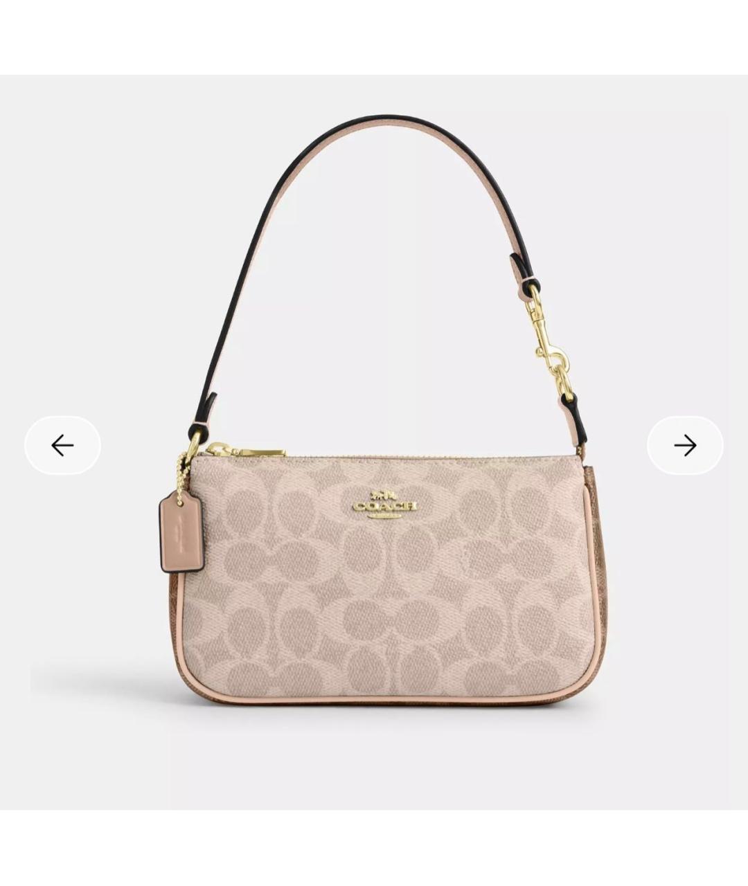 COACH Бежевая кожаная сумка с короткими ручками, фото 9