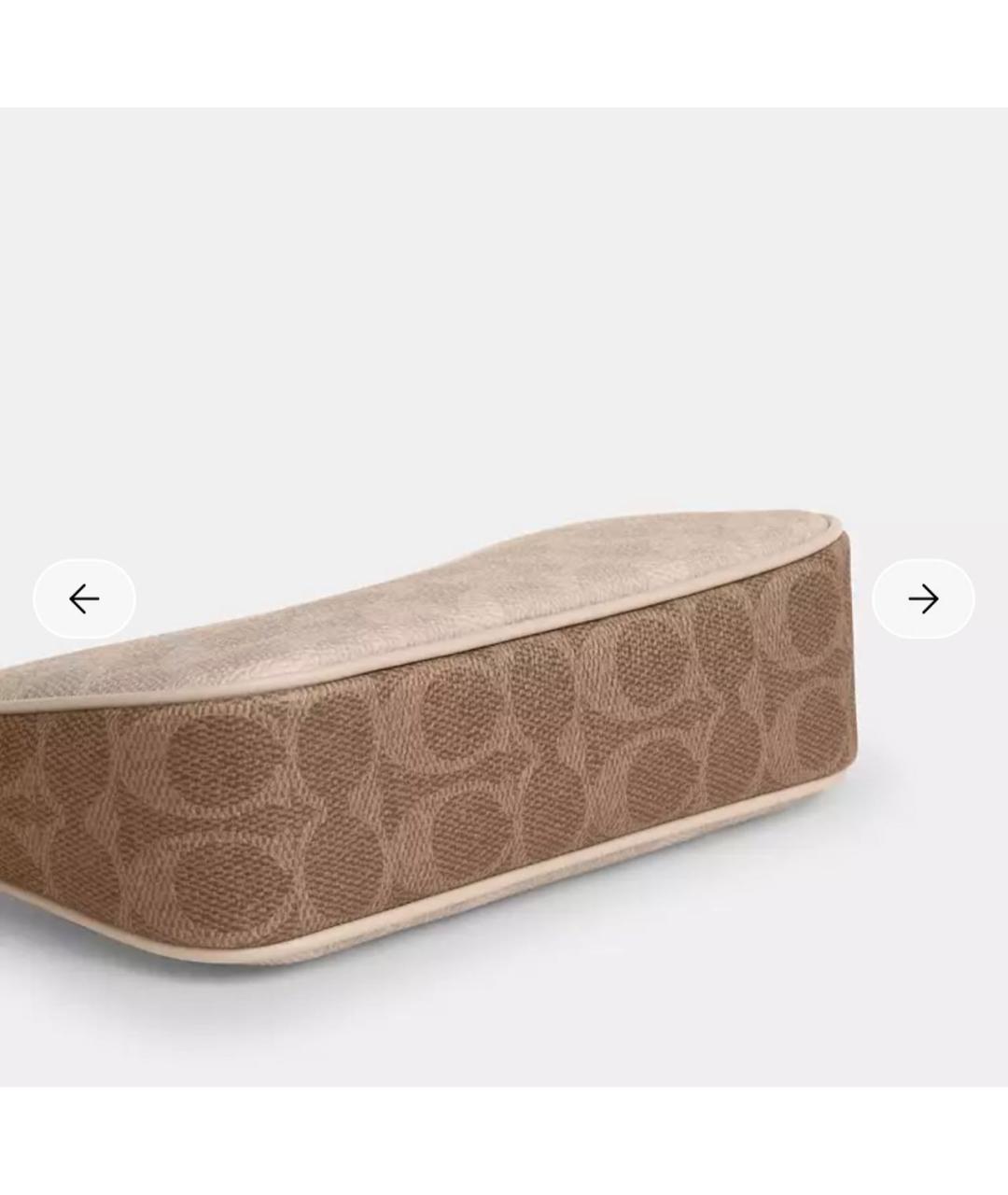 COACH Бежевая кожаная сумка с короткими ручками, фото 7