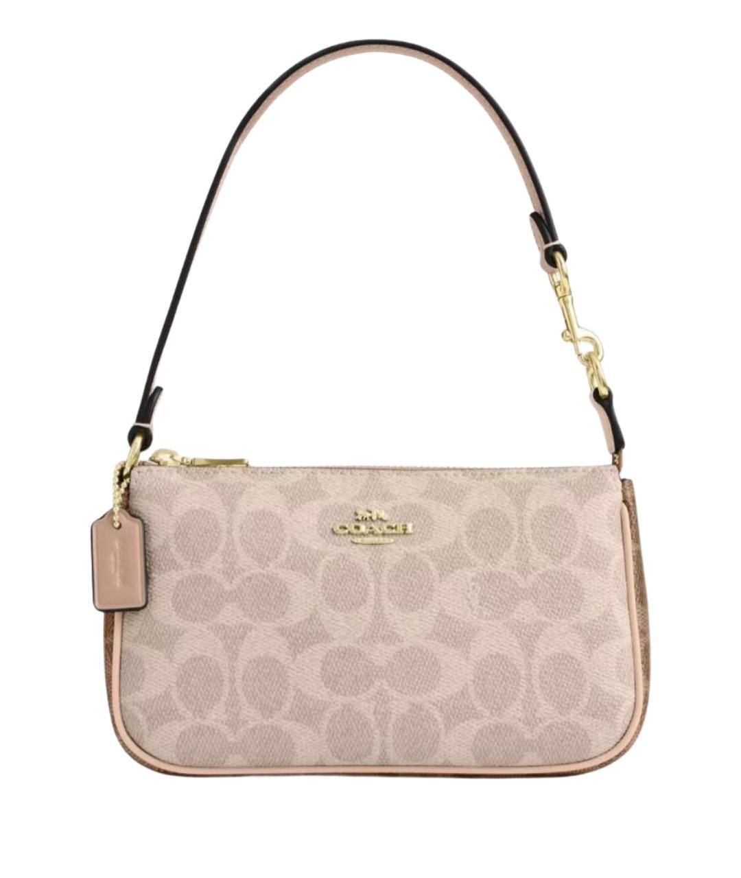 COACH Бежевая кожаная сумка с короткими ручками, фото 1