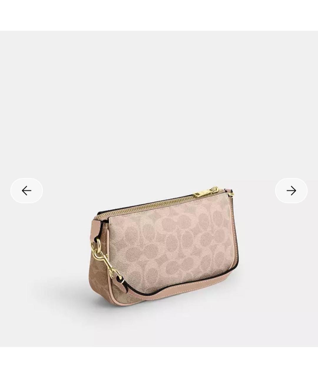 COACH Бежевая кожаная сумка с короткими ручками, фото 3