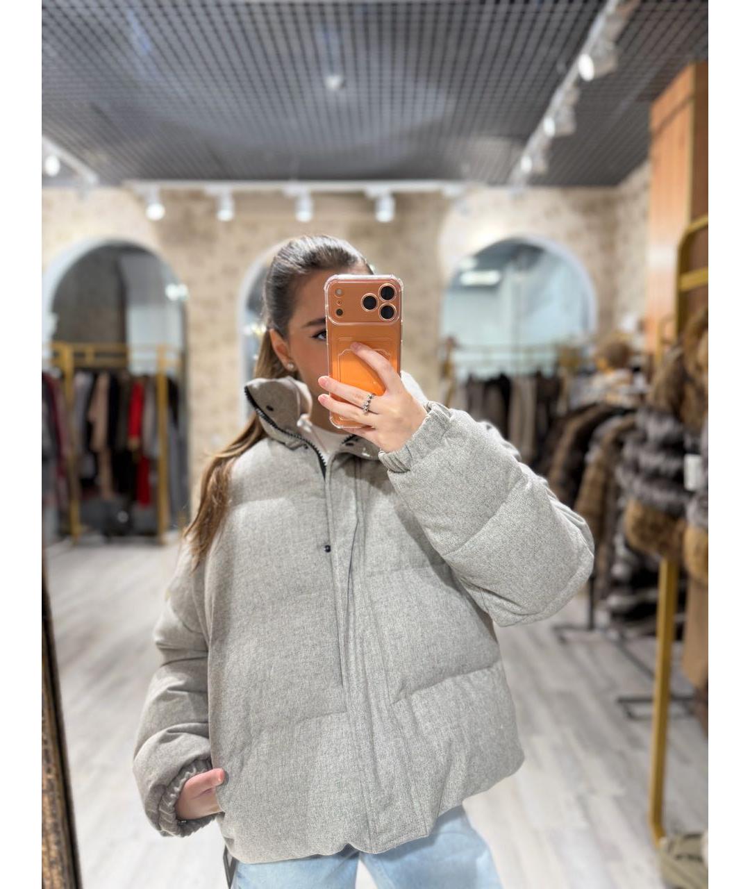 SIMONETTA RAVIZZA Серый шерстяной пуховик, фото 6