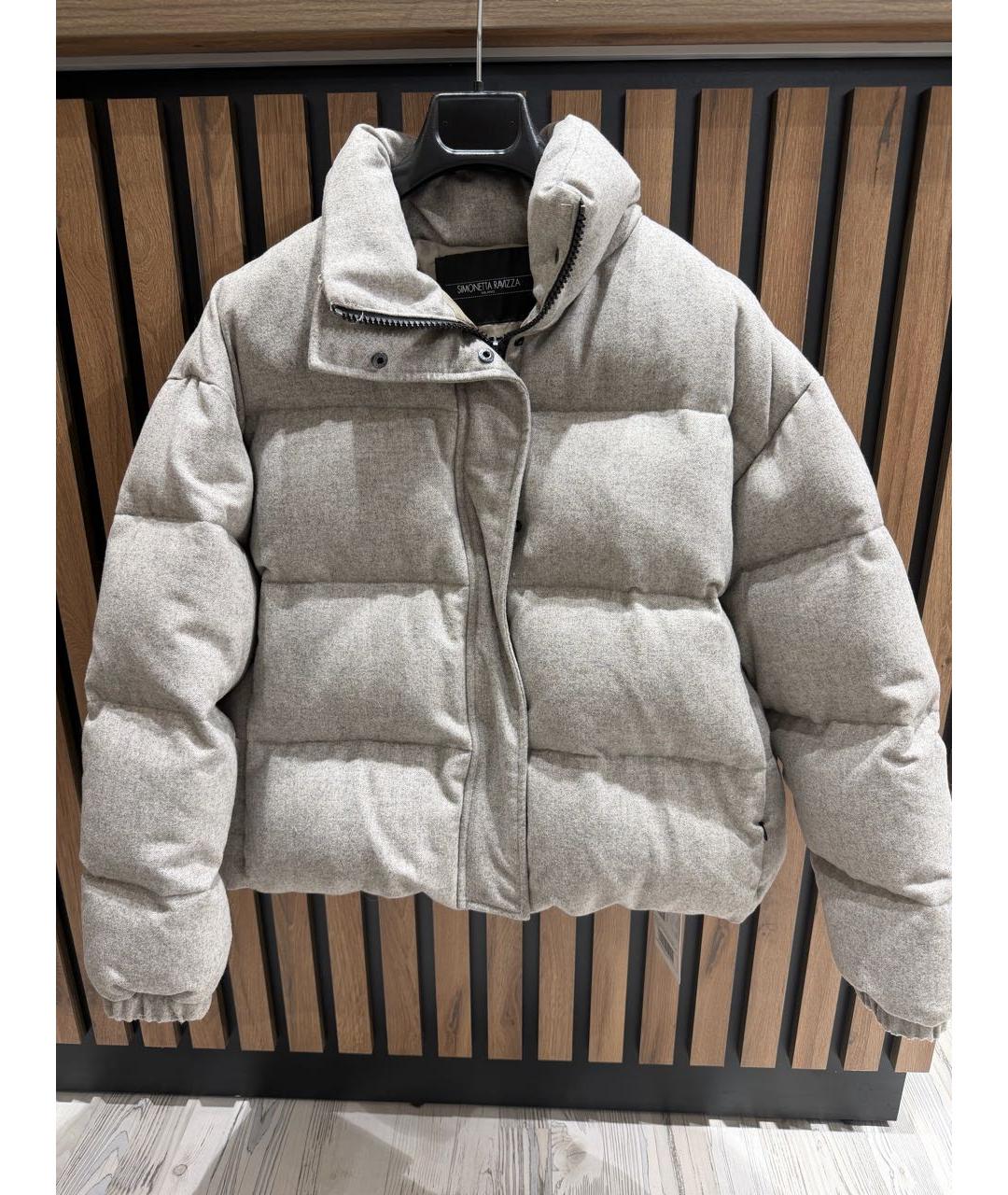SIMONETTA RAVIZZA Серый шерстяной пуховик, фото 8