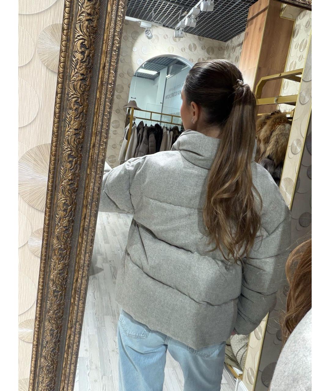 SIMONETTA RAVIZZA Серый шерстяной пуховик, фото 7