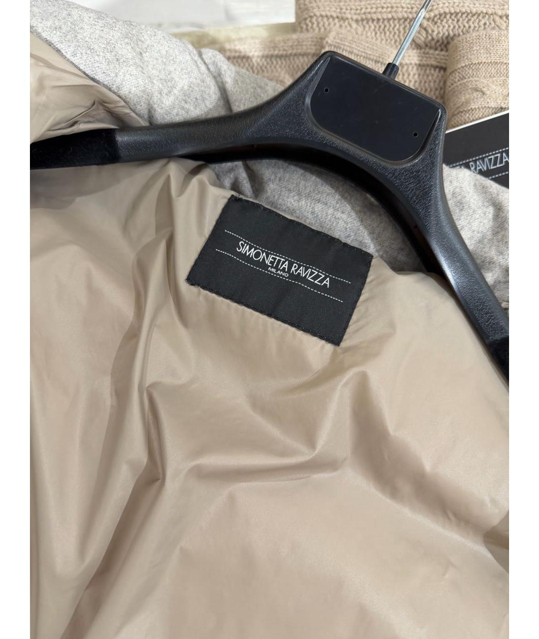 SIMONETTA RAVIZZA Серый шерстяной пуховик, фото 3