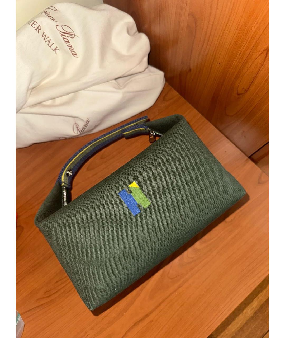 HERMES Хаки тканевая косметичка, фото 4