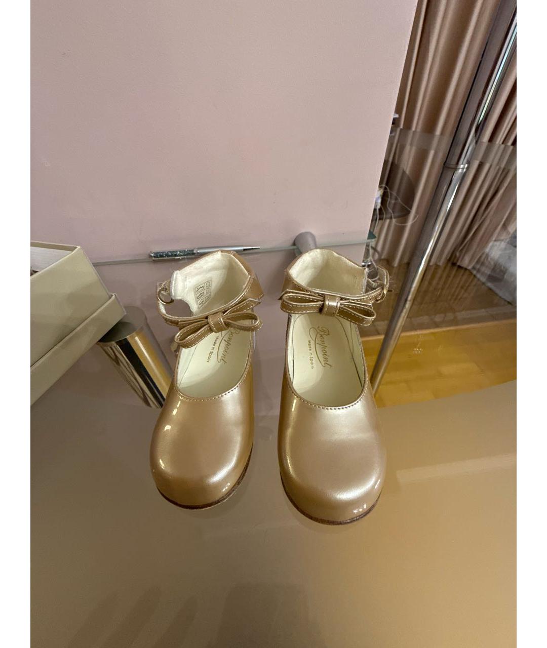 BONPOINT Золотые балетки и туфли из лакированной кожи, фото 2