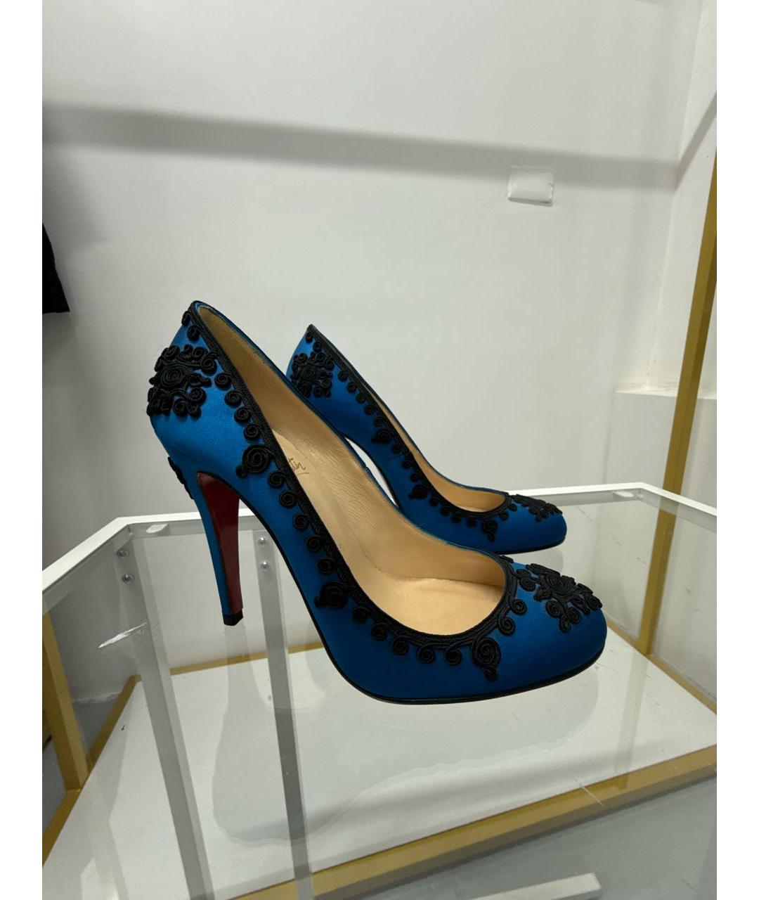 CHRISTIAN LOUBOUTIN Голубые текстильные туфли, фото 6