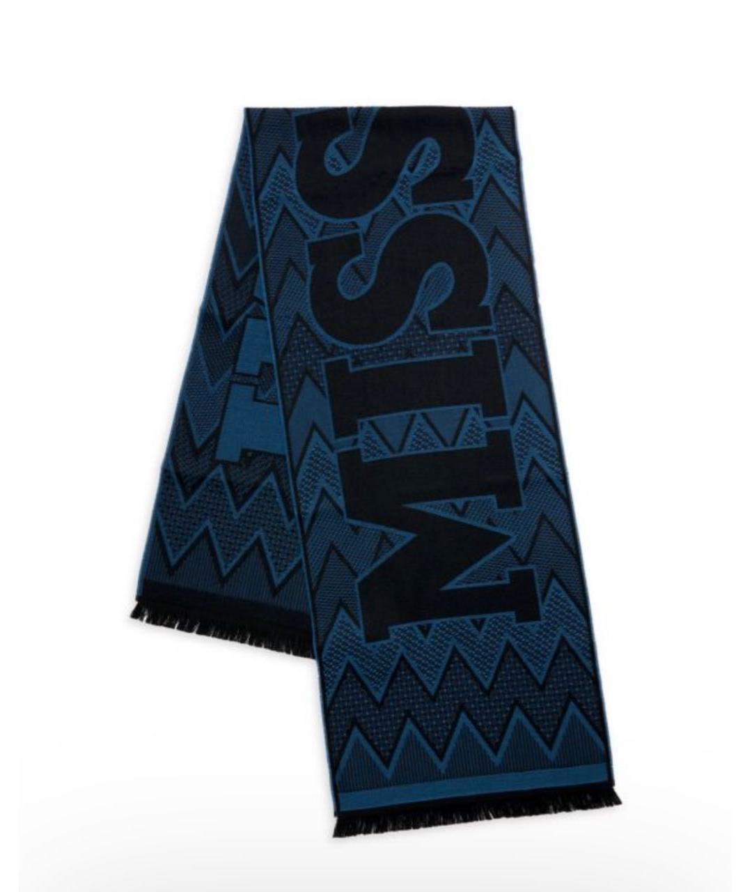 MISSONI Темно-синий шерстяной шарф, фото 9