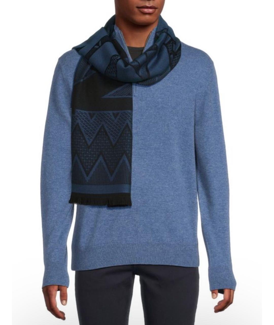 MISSONI Темно-синий шерстяной шарф, фото 2