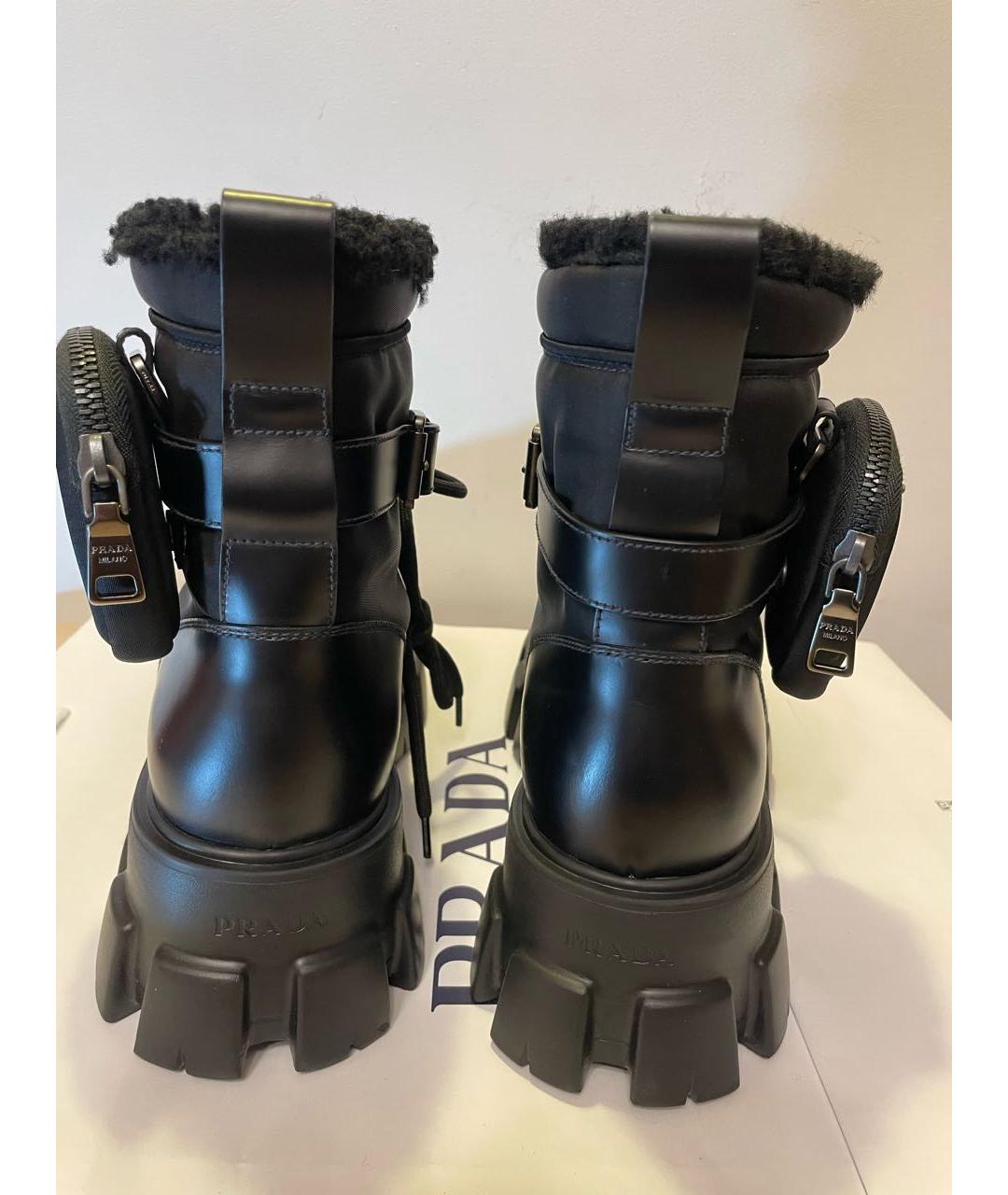 PRADA Черные кожаные высокие ботинки, фото 4