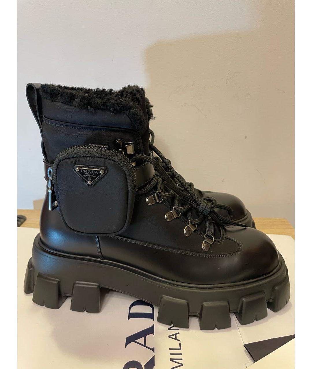PRADA Черные кожаные высокие ботинки, фото 9