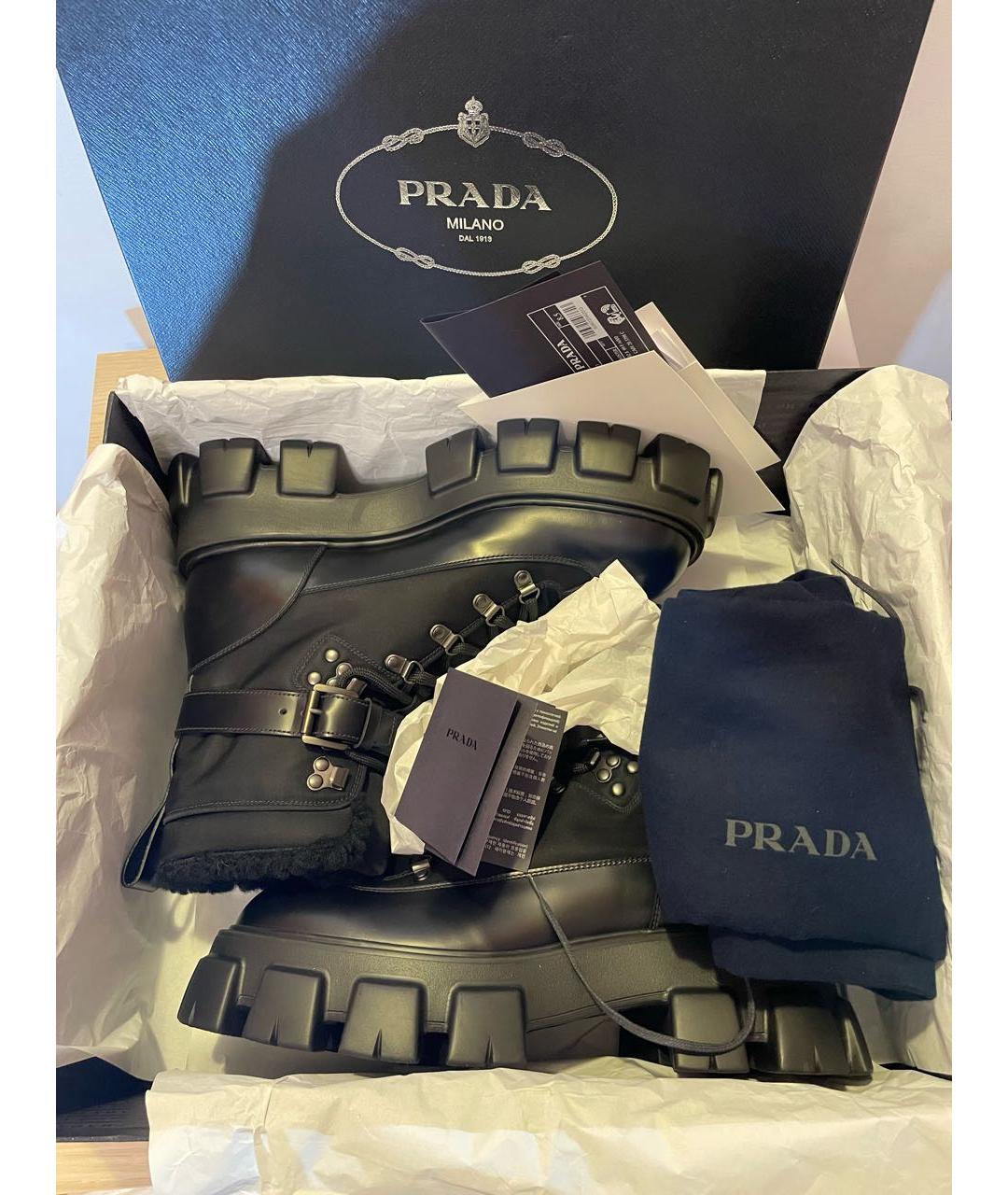 PRADA Черные кожаные высокие ботинки, фото 7