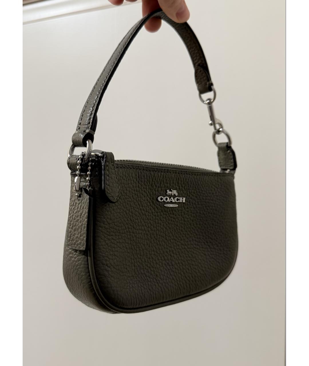 COACH Зеленая кожаная сумка с короткими ручками, фото 2