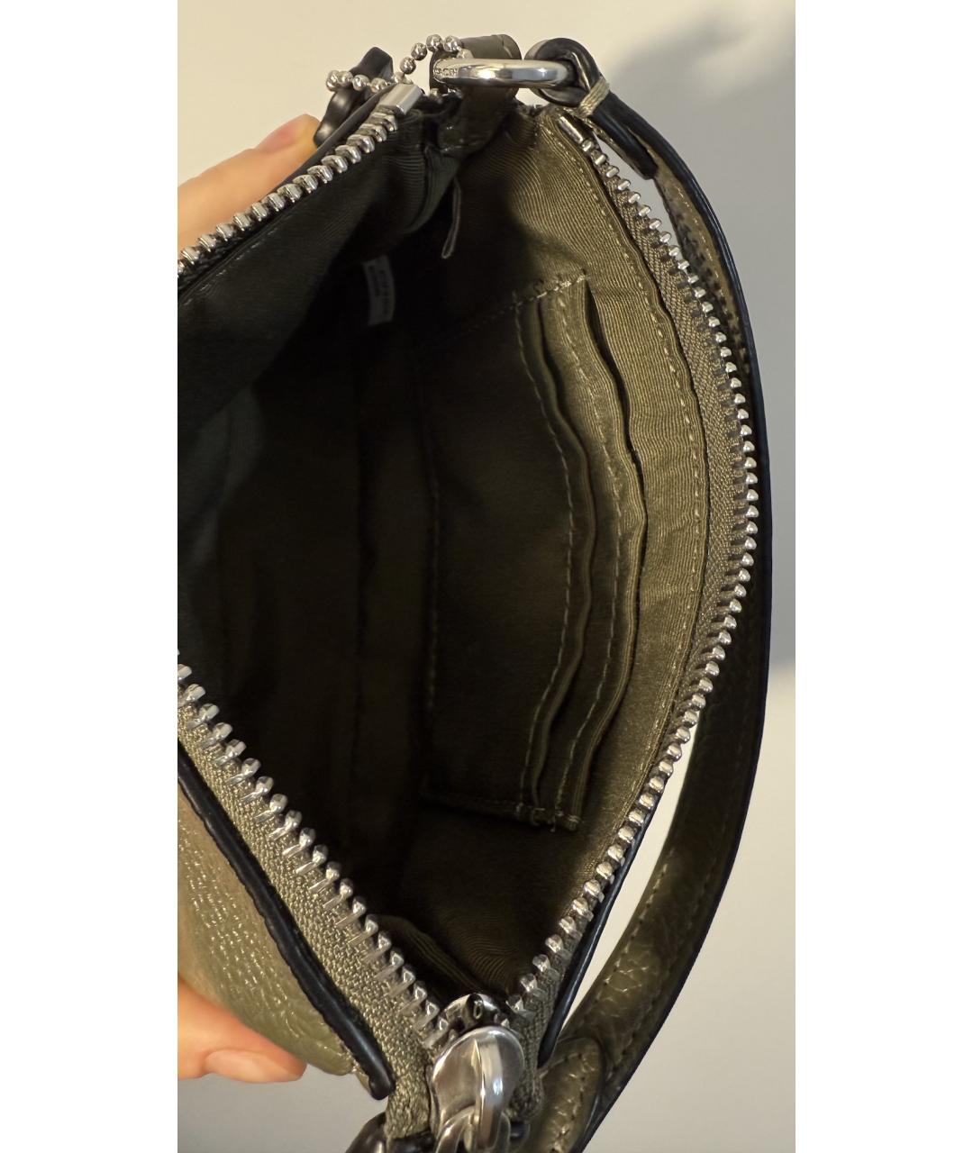 COACH Зеленая кожаная сумка с короткими ручками, фото 4