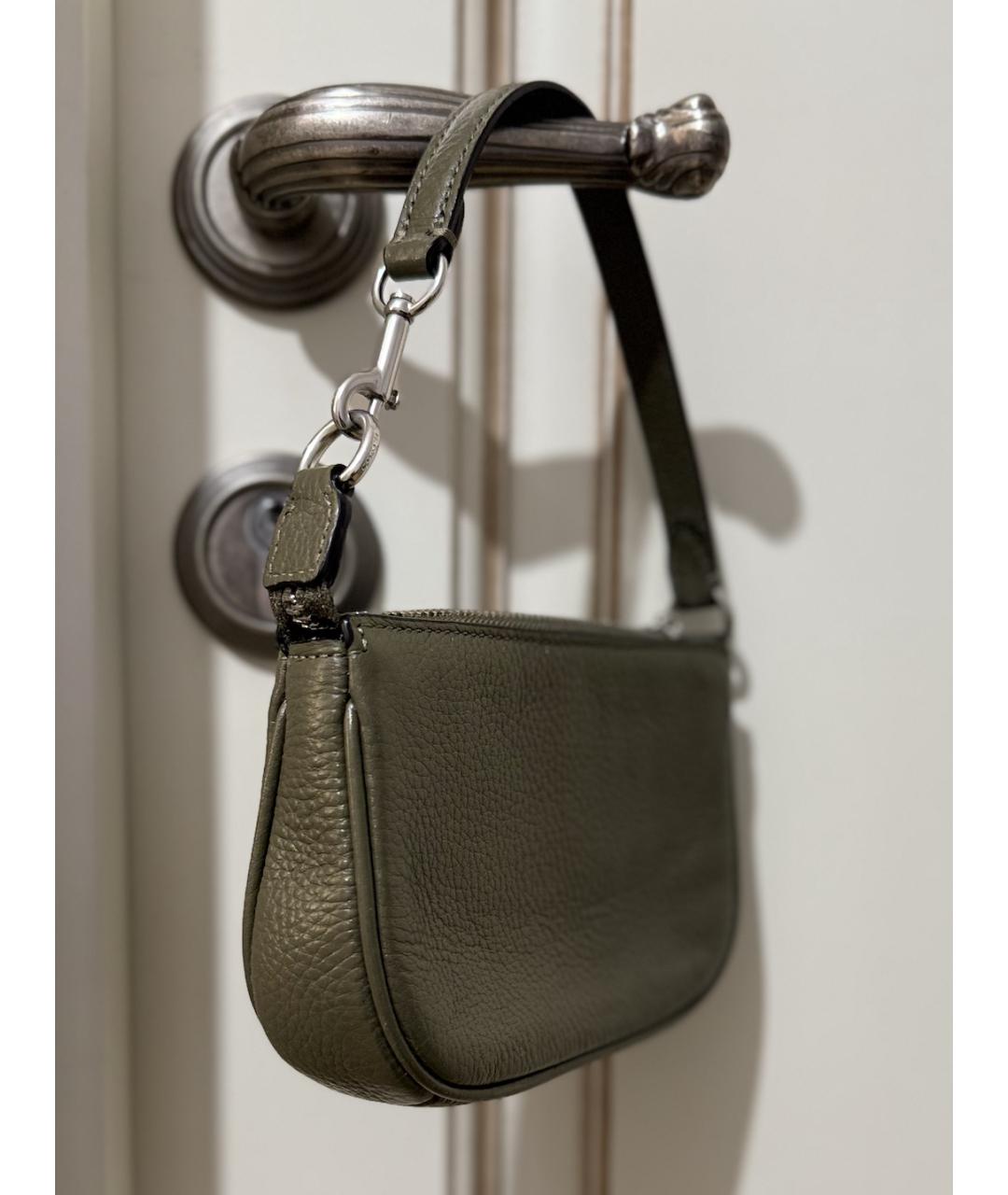 COACH Зеленая кожаная сумка с короткими ручками, фото 5