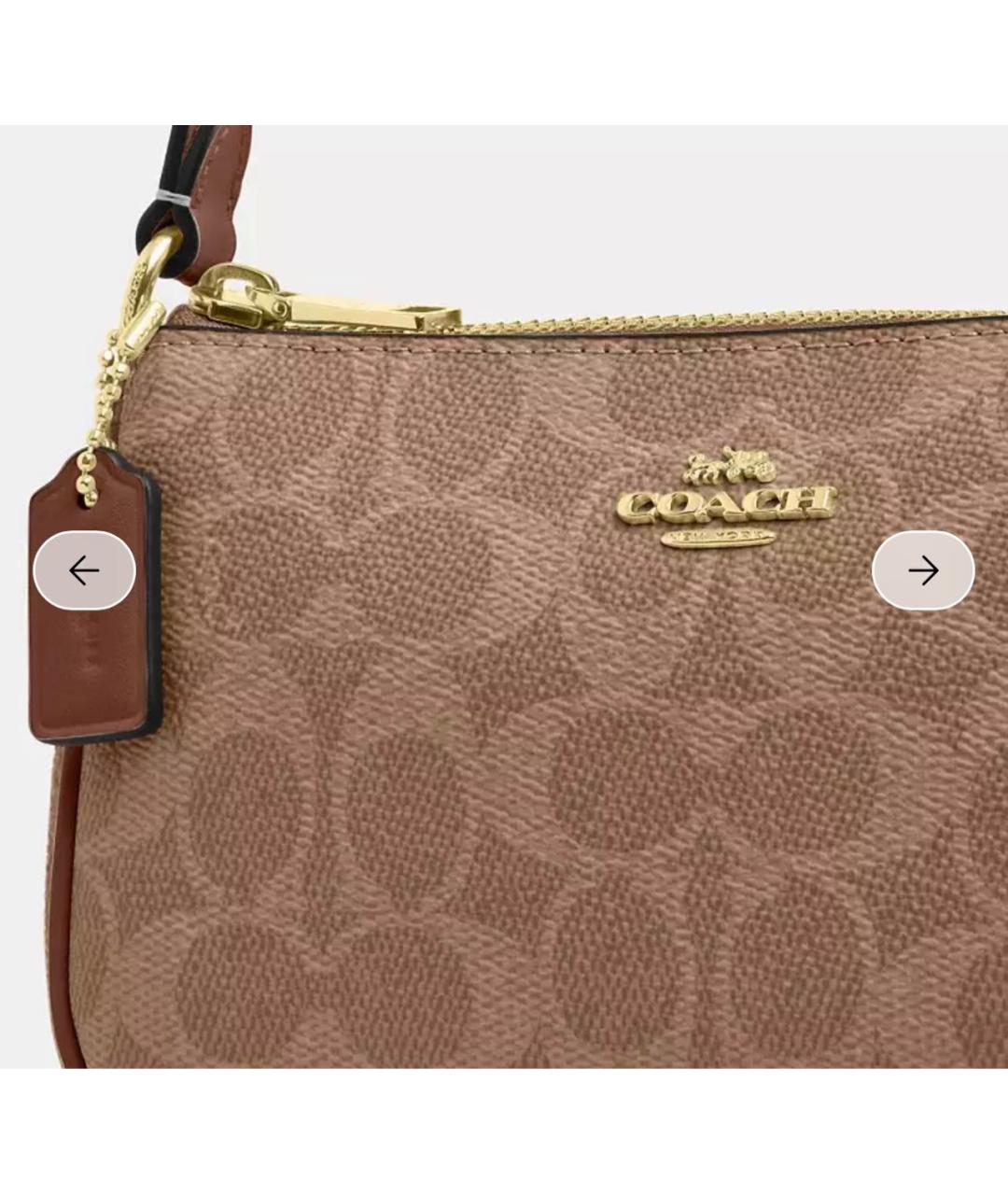 COACH Коричневая кожаная сумка с короткими ручками, фото 8