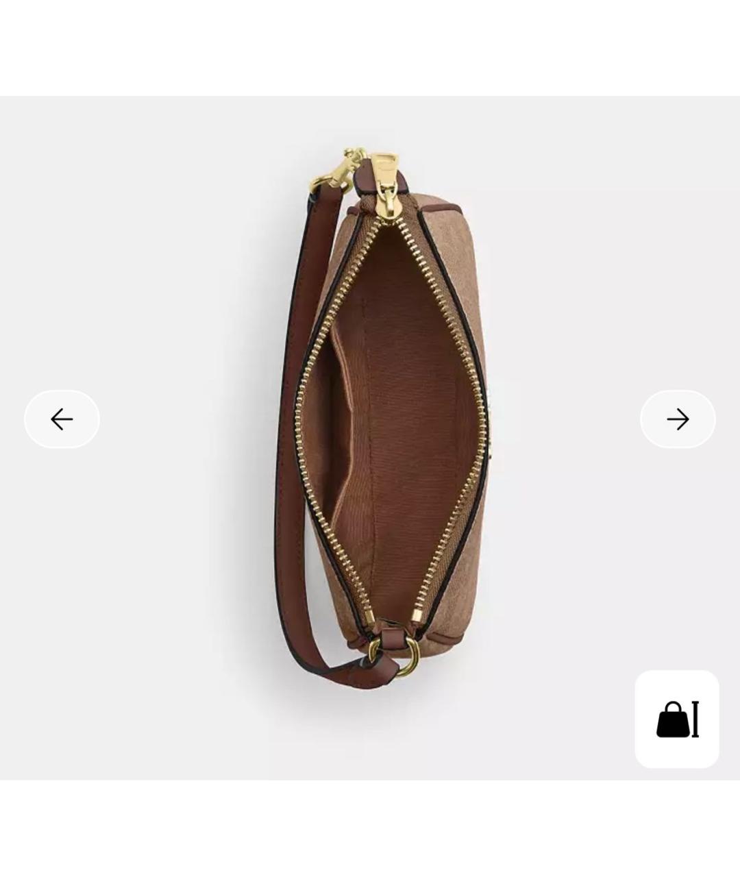 COACH Коричневая кожаная сумка с короткими ручками, фото 7