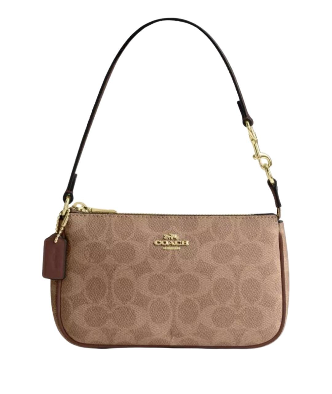 COACH Коричневая кожаная сумка с короткими ручками, фото 1