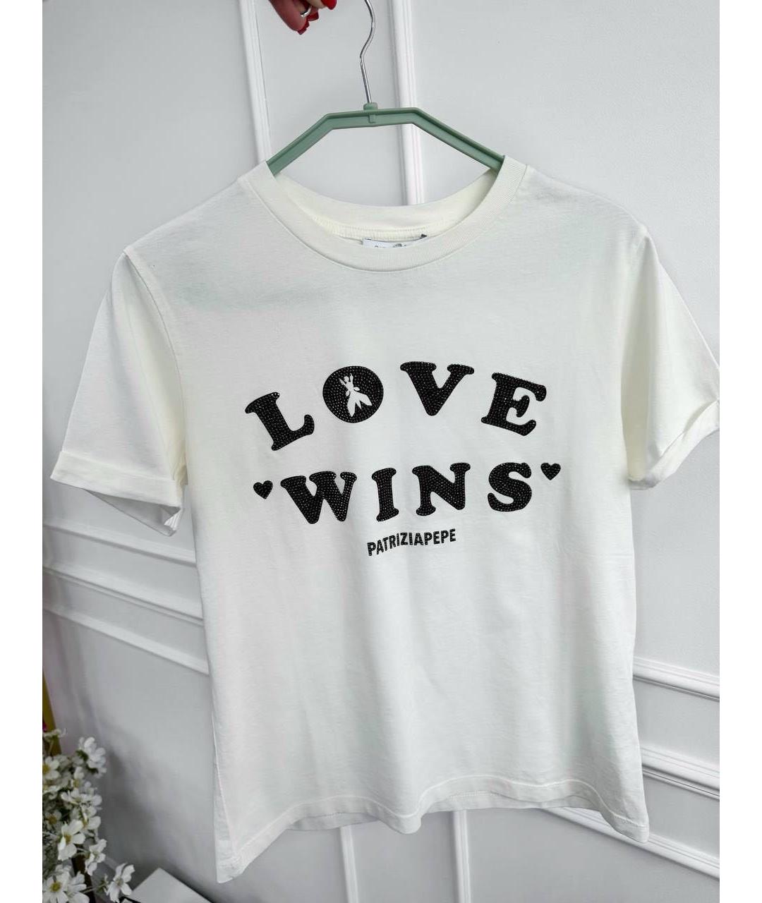 PATRIZIA PEPE Белая хлопковая футболка, фото 7