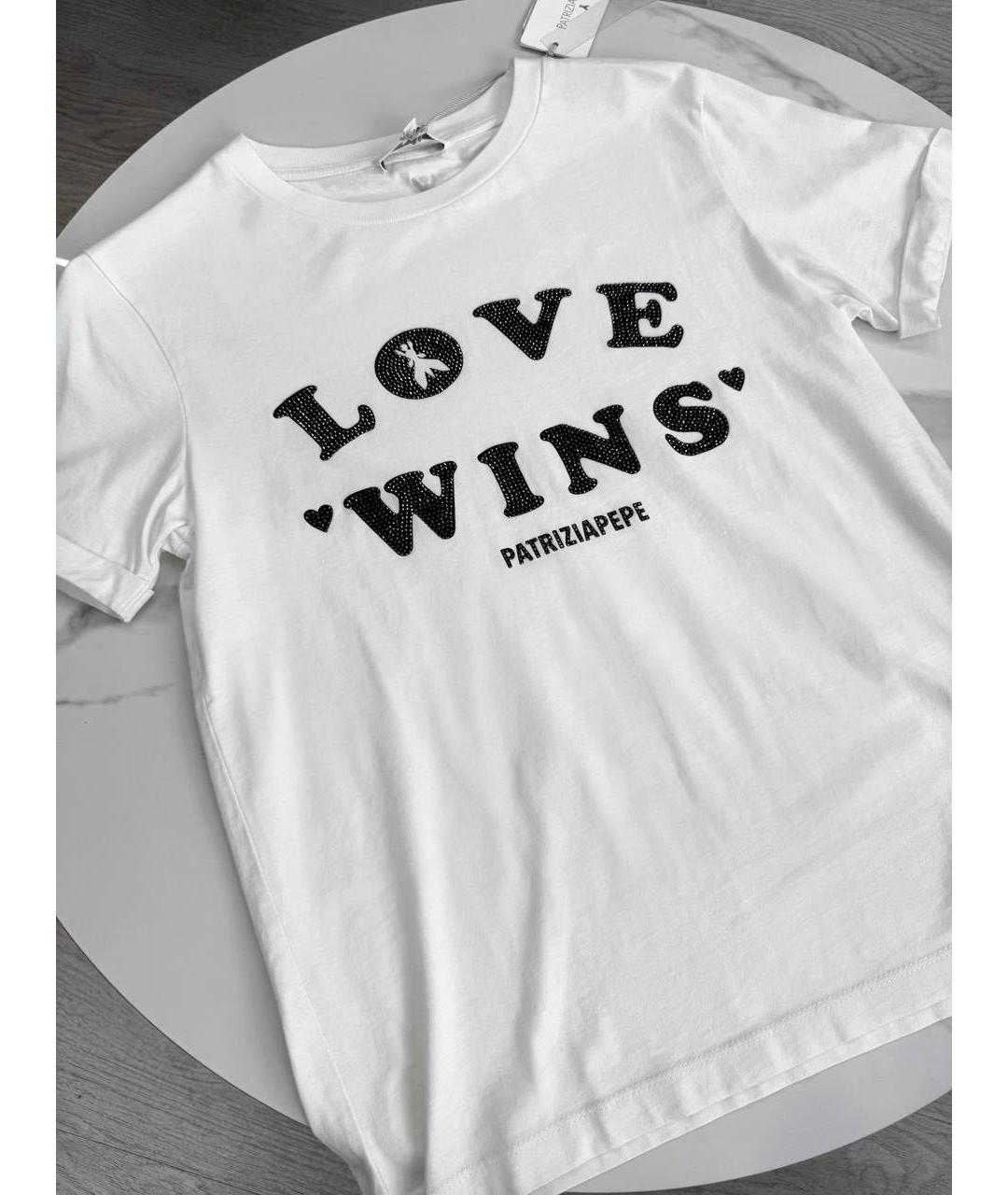 PATRIZIA PEPE Белая хлопковая футболка, фото 2