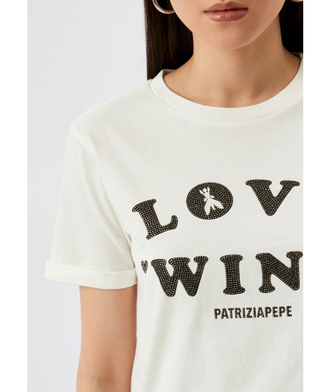 PATRIZIA PEPE Белая хлопковая футболка, фото 3