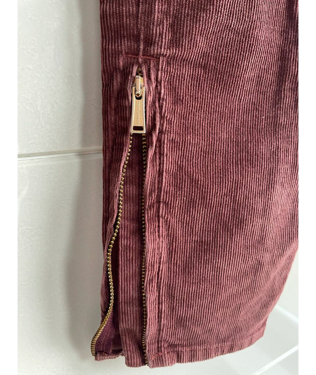 DSQUARED2 Бордовые велюровые брюки узкие, фото 6