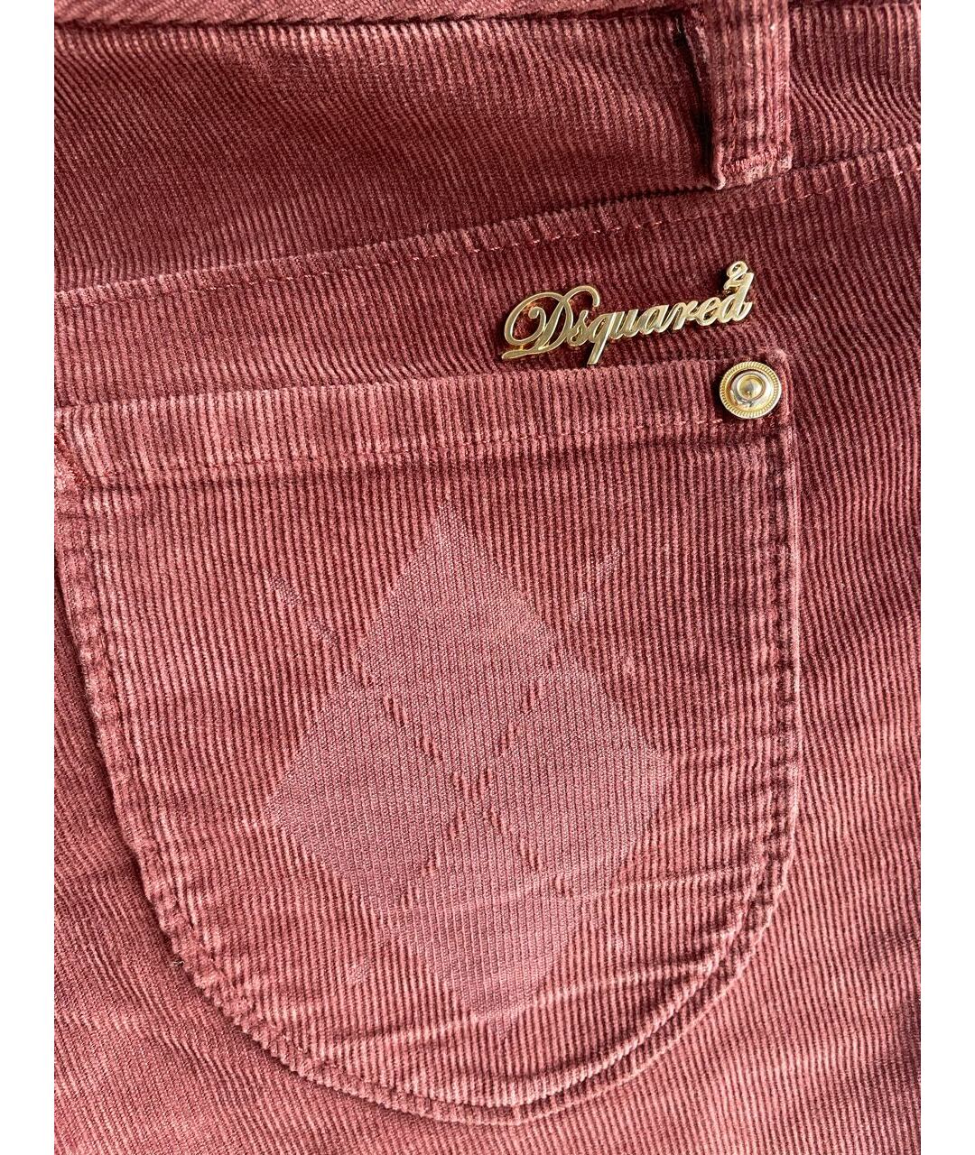 DSQUARED2 Бордовые велюровые брюки узкие, фото 5