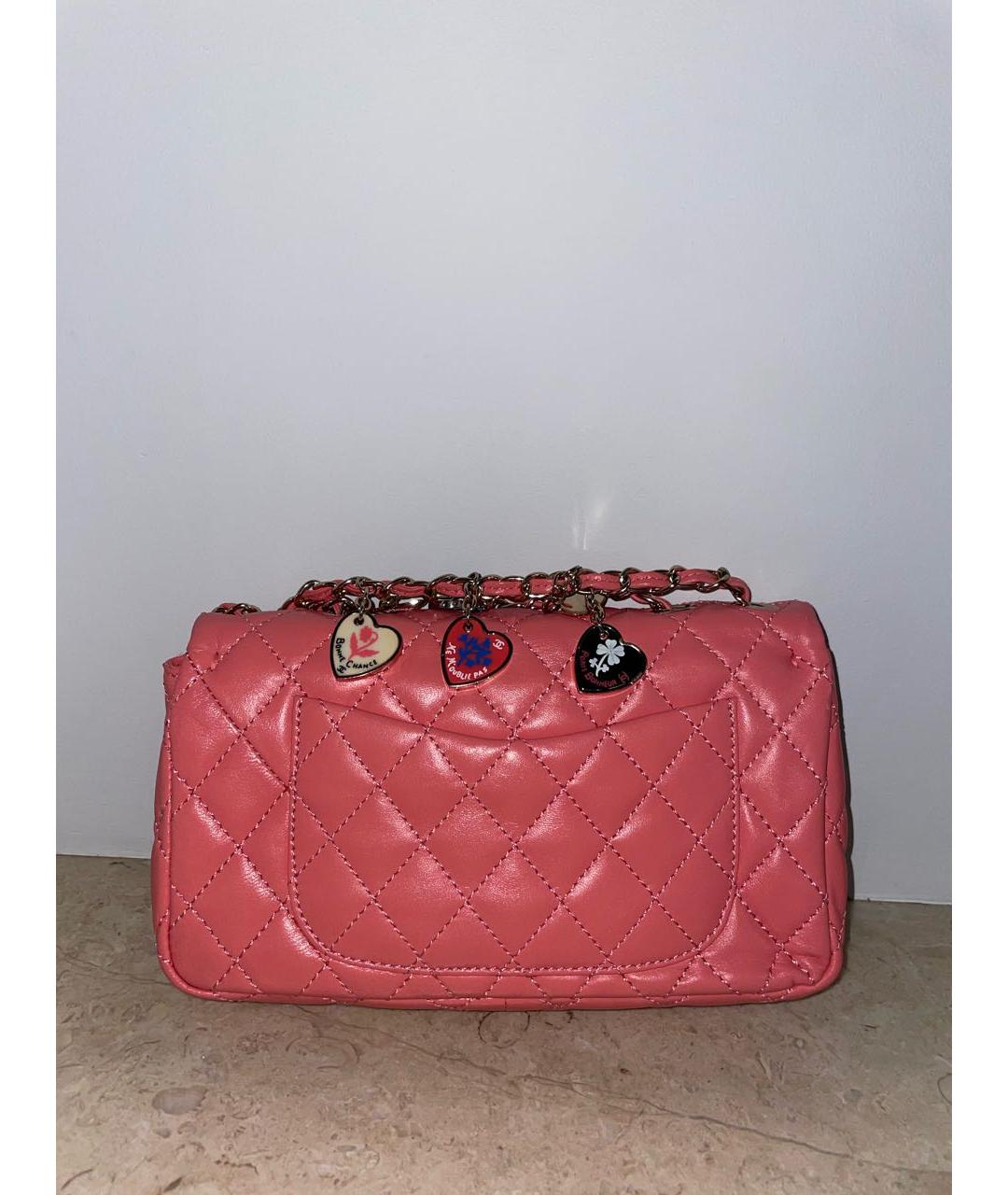 CHANEL Коралловая кожаная сумка через плечо, фото 3