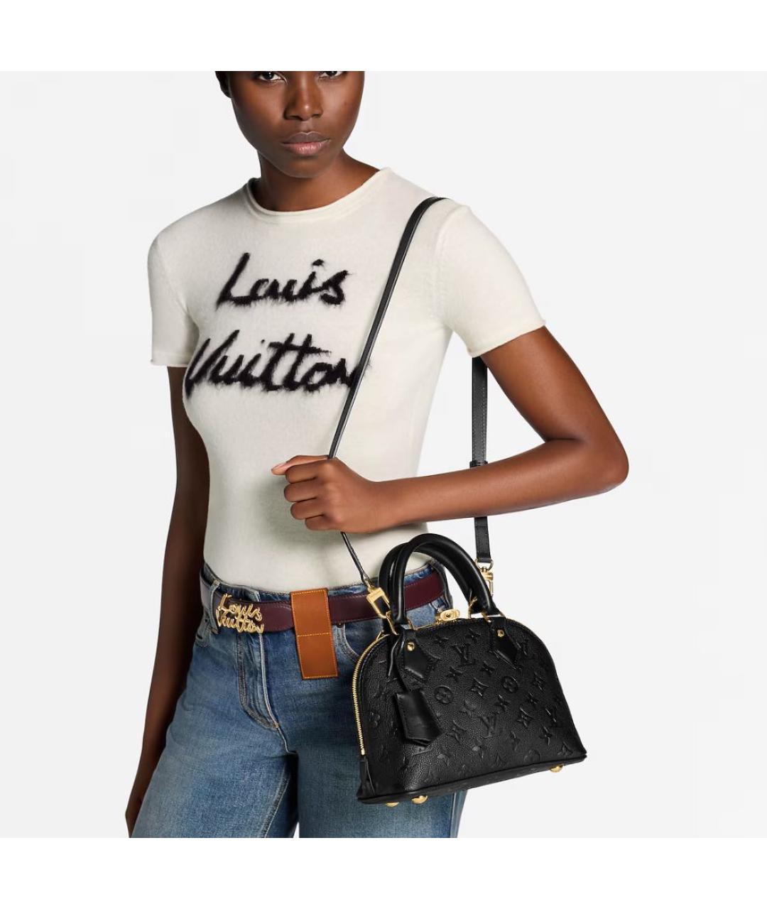 LOUIS VUITTON Черная кожаная сумка через плечо, фото 3