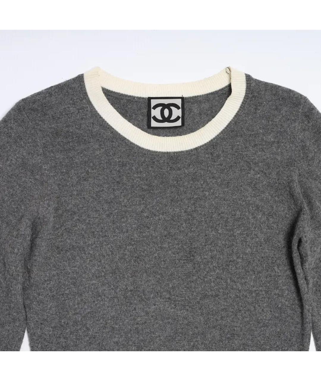 CHANEL Серое шерстяное повседневное платье, фото 2