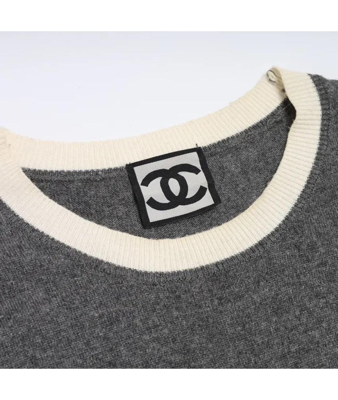 CHANEL Серое шерстяное повседневное платье, фото 3