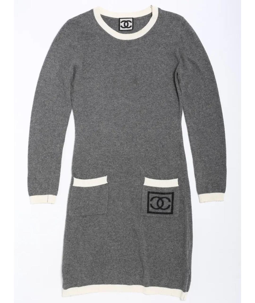 CHANEL Серое шерстяное повседневное платье, фото 9