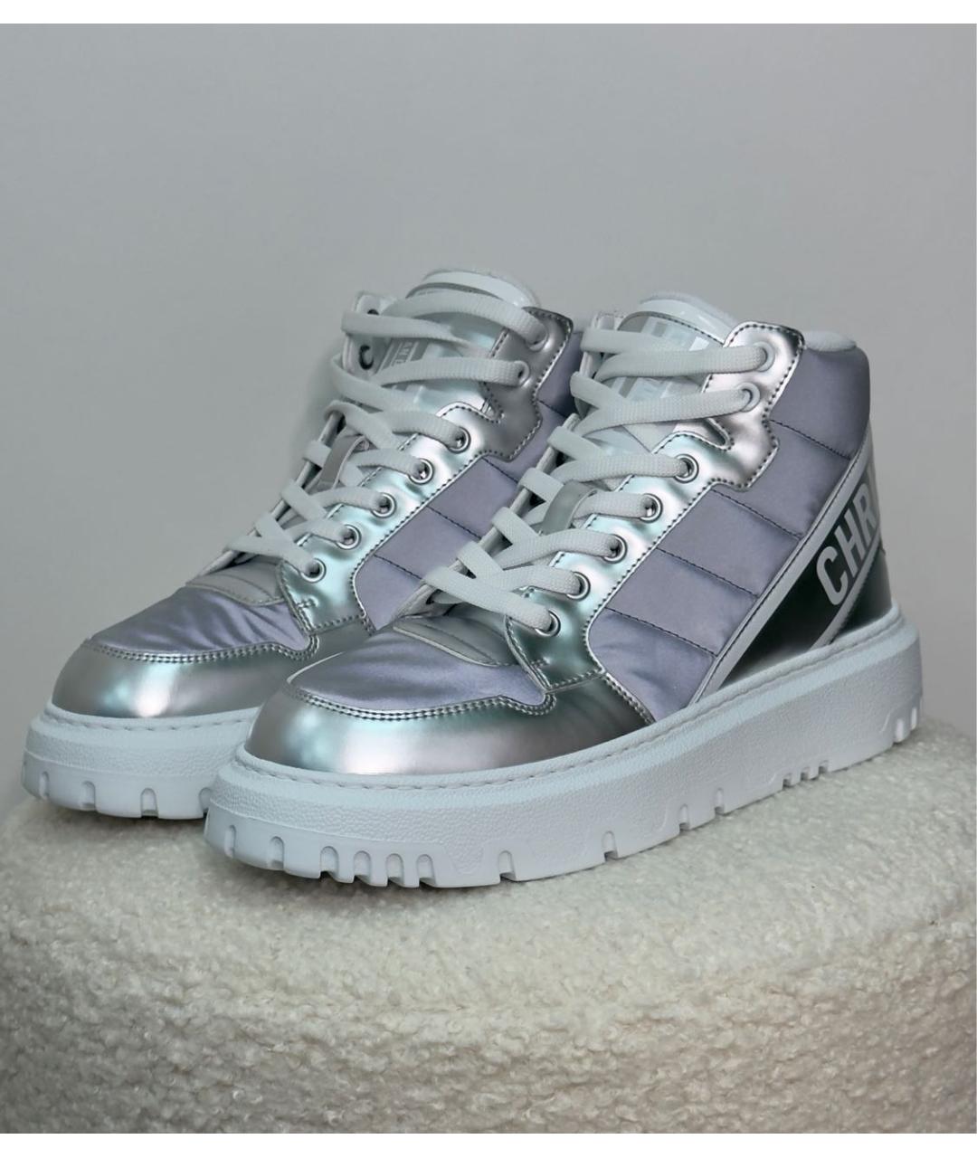 CHRISTIAN DIOR Серебряные текстильные ботинки, фото 8