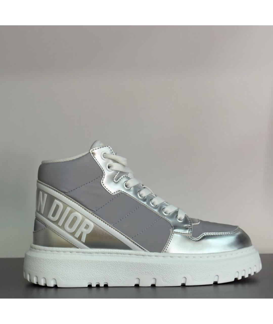 CHRISTIAN DIOR Серебряные текстильные ботинки, фото 9