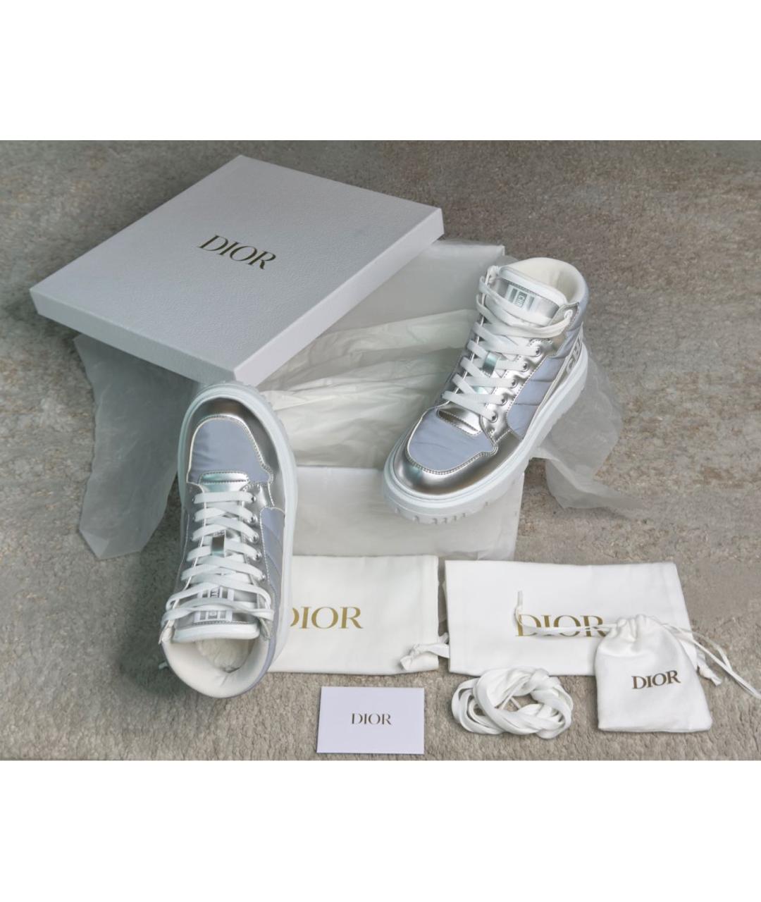 CHRISTIAN DIOR Серебряные текстильные ботинки, фото 6
