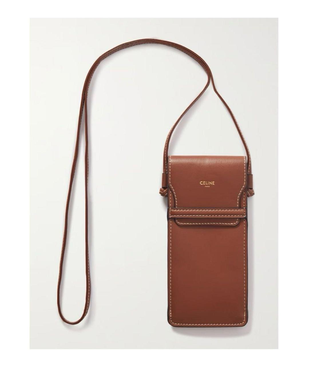 CELINE Коричневая сумка через плечо из искусственной кожи, фото 5