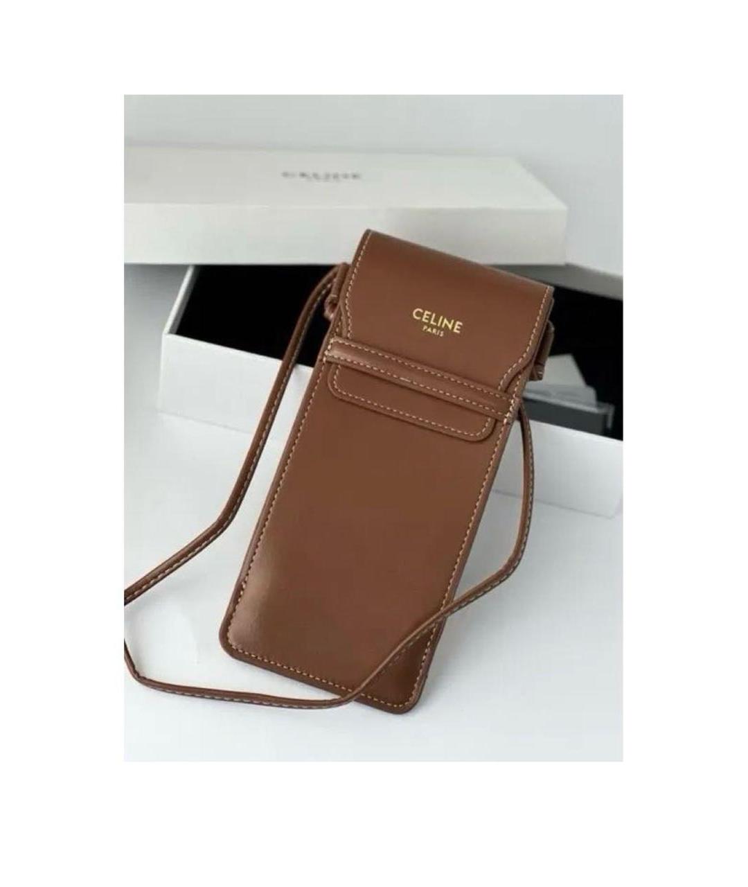 CELINE Коричневая сумка через плечо из искусственной кожи, фото 4