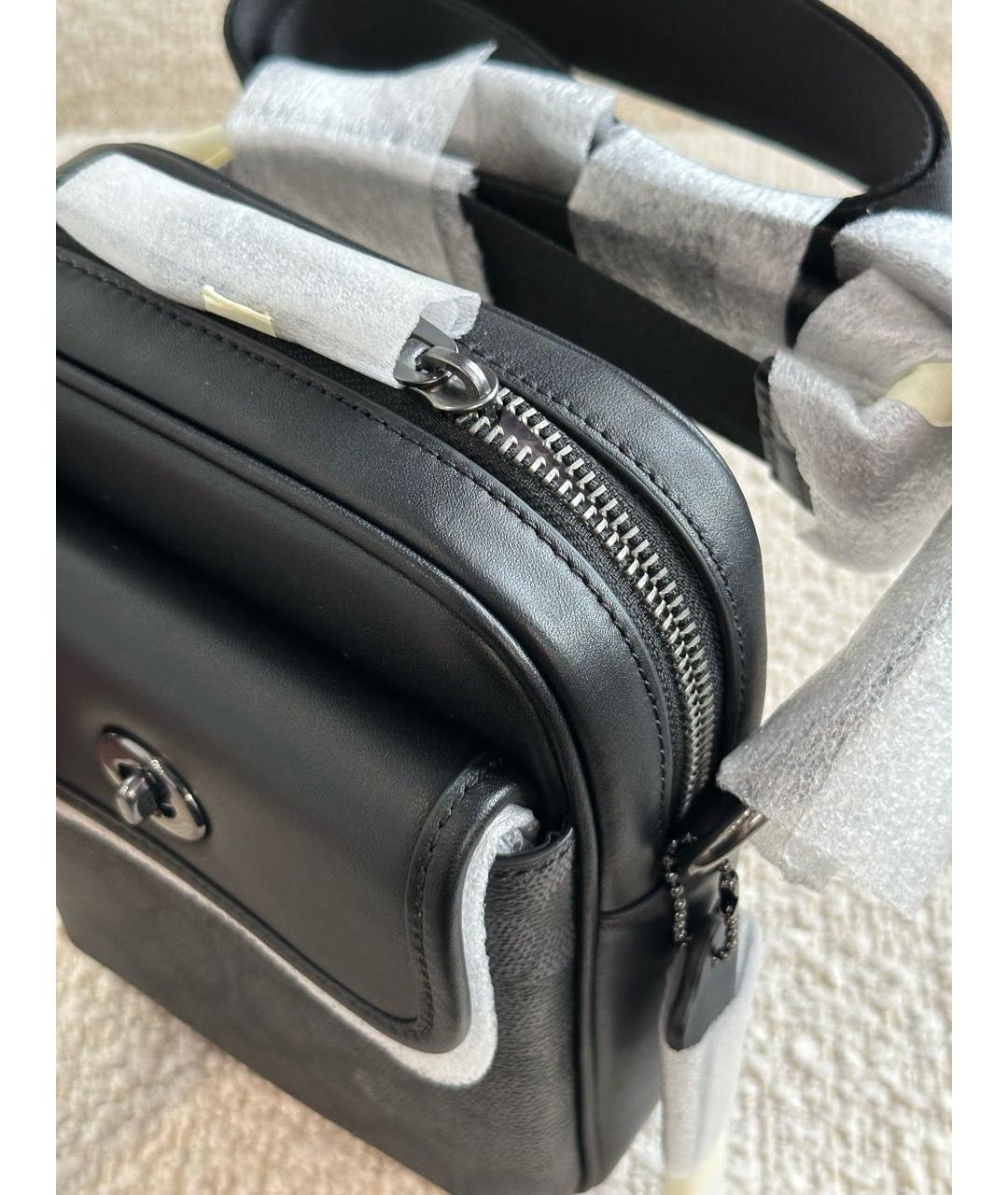 COACH Черная кожаная сумка на плечо, фото 4