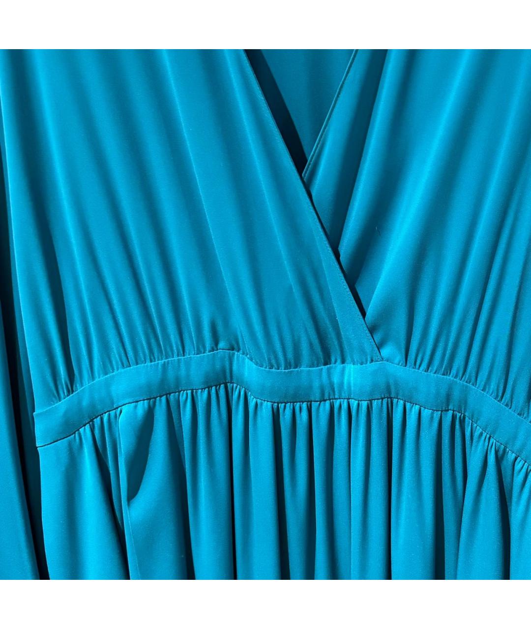 LORO PIANA Бирюзовое шелковое вечернее платье, фото 4