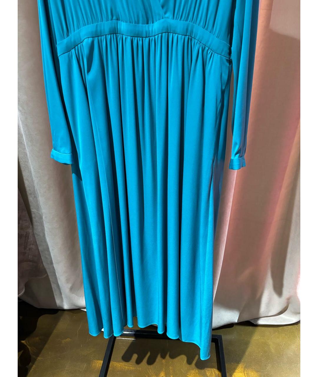 LORO PIANA Бирюзовое шелковое вечернее платье, фото 6