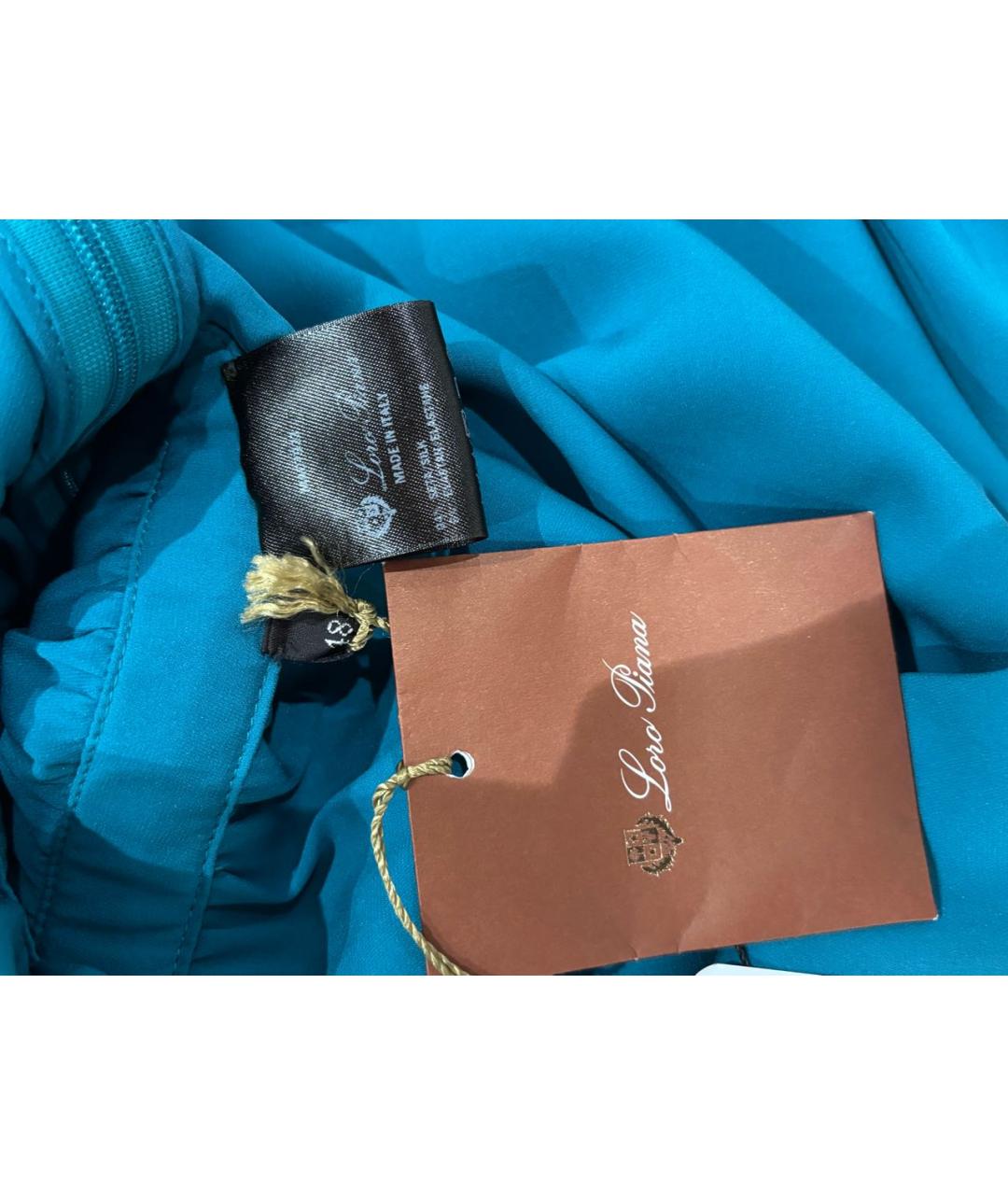 LORO PIANA Бирюзовое шелковое вечернее платье, фото 3